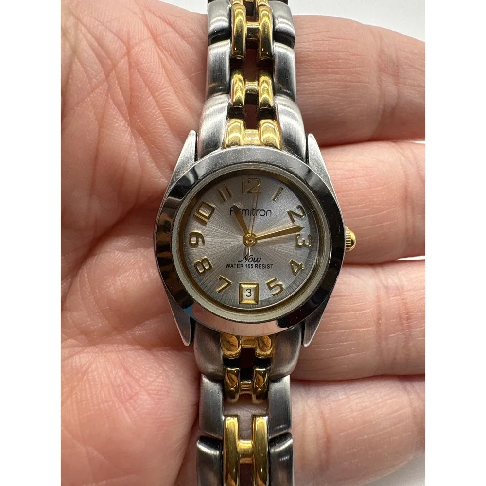 Armitron Now Womens Two‎ Tone Silver Gold Date Watch Needs Battery Water Resist